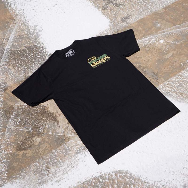 Athens Hardcore city sleeps tshirt - black